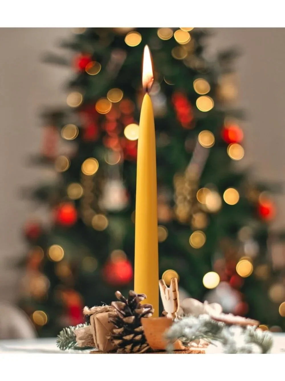 24 Pack Unscented Yellow Beeswax Taper Candles - 8 Inch Elegant Home Decor